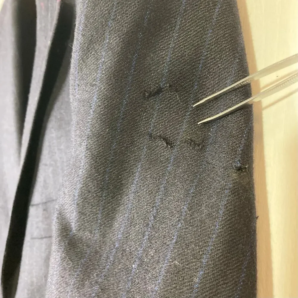 TED BAKER ENDURANCE Blazer Jacket Chest 42”inch Navy Pinstripe Wool Holes-photos